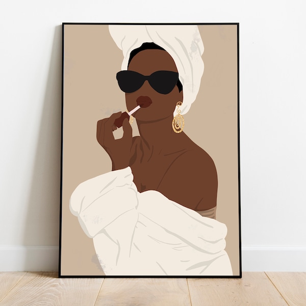 Art mural femme noire Art mural afro-américain Art femme africaine TÉLÉCHARGEMENT IMMÉDIAT Impression de fille noire Impression de mode Illustration de femme Art de fille