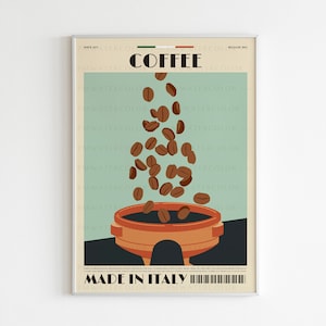Moderno de meados do século, arte de parede, impressão de café, impressão de pôster, decoração de cafeteria, DOWNLOAD INSTANTÂNEO, arte digital, arte de cozinha, arte minimalista.