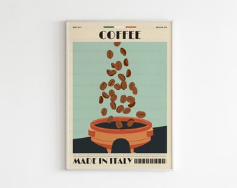 Mid Century Modern, Wall Art, Coffee Print, Poster Print, Coffee Bar Decor, INSTANT DOWNLOAD, Digital Art, Kitchen Art, Minimalist Art.