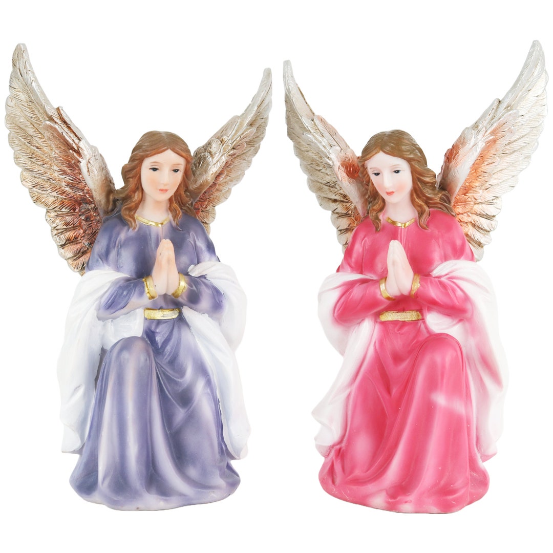 2 Guardian Angels Set 10 Religious Figurines Angeles Custodios Etsy