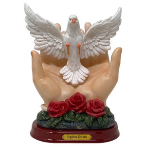 Espíritu Divino Paloma Blanca en Manos 8&quot; Religious Figure Holy Spirit Espíritu Santo