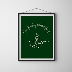 Come Thou Long Expected Jesus Green Simple Advent Print