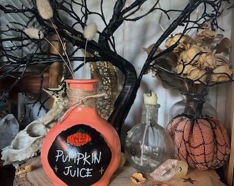 Pumpkin Juice Ceramic Decorative Vase, Potion Bottle Design