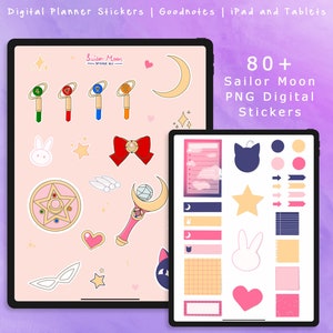 80+ Sailor Moon Digital Planner Stickers, Digital Sticker Set, Goodnotes, iPad, PNG, Instant Download