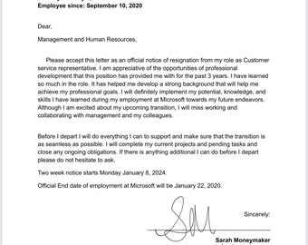 Resignation Letter Template, Resignation letter, Retirement letter.