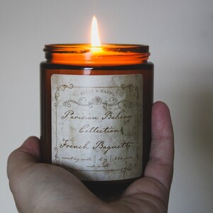 French Baguette Scented Coconut Soy Candle | Parisian Bakery Candle Gift | Bread Candle for Foodies | Unique French Gift for Her image 4
