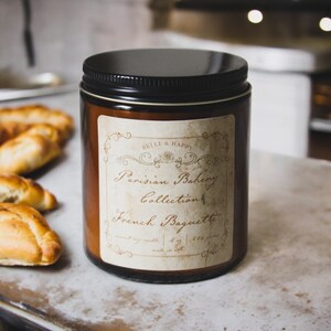 French Baguette Scented Coconut Soy Candle | Parisian Bakery Candle Gift | Bread Candle for Foodies | Unique French Gift for Her image 3