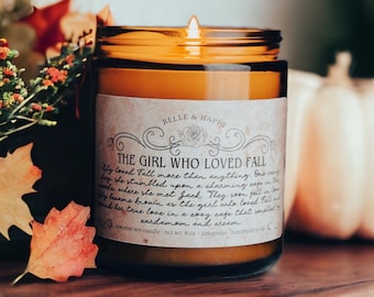 Cardamom Cinnamon Soy Candle | Cozy Fall Candle Gift for Her | The Girl Who Loved Fall | Autumn Spice Candle | Bookish Fall Gift for Women