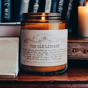 Old Library Candle Gift for Book Lovers | Bookworm Gift for Librarian | Vanilla Benzoin Literary Candle
