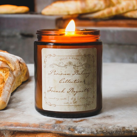 French Baguette Scented Coconut Soy Candle | Parisian Bakery Candle Gift | Bread Candle for Foodies | Unique French Gift for Her