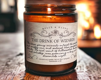 Butterscotch Bourbon Soy Candle | Wizard Candle Gift | Fantasy Book Lover Candle | Dark Academia Gift for Him | Whiskey Vanilla Candle