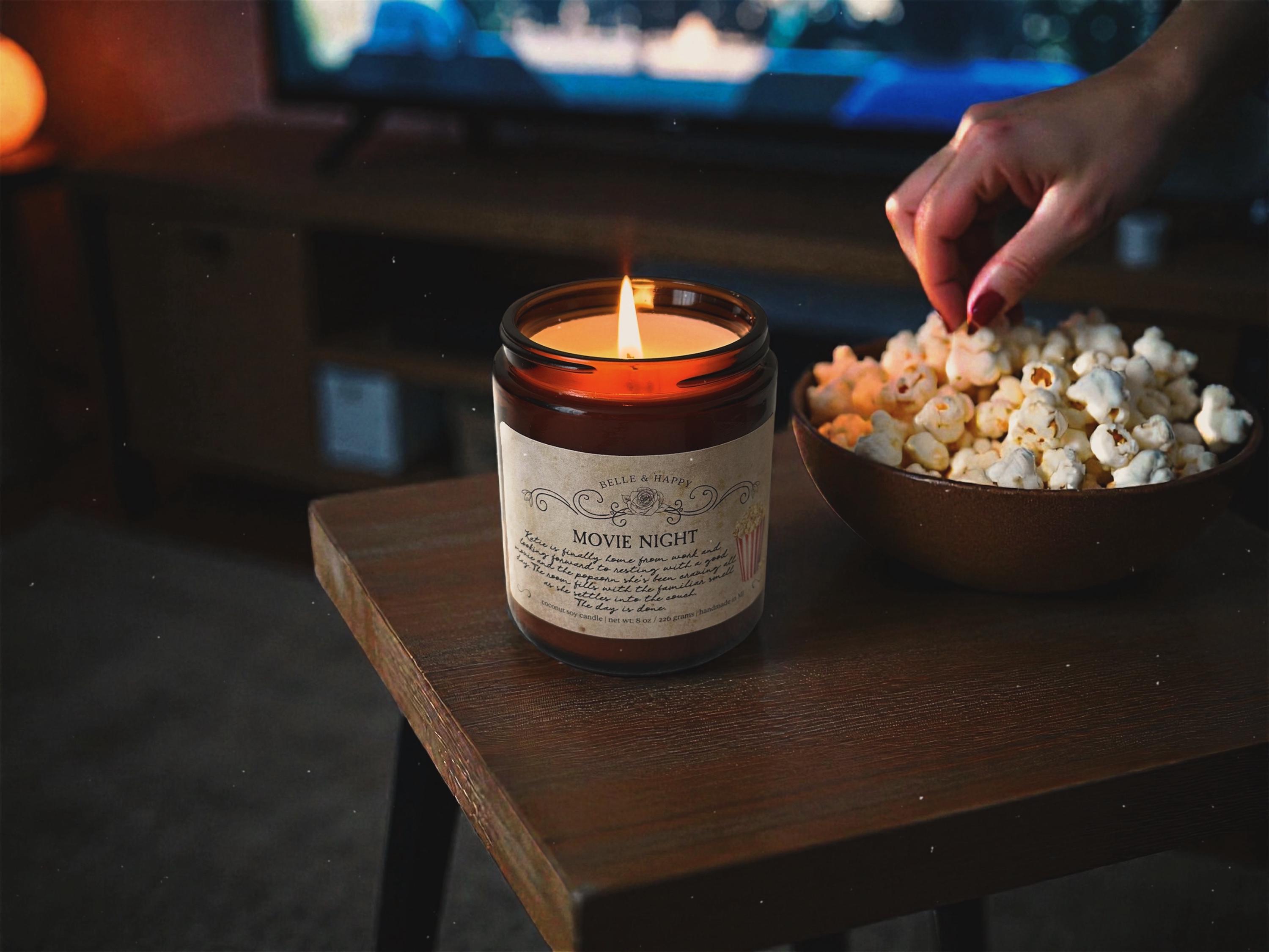 Popcorn Candle Movie Night Buttery Popcorn Scented Candle 8oz - Etsy