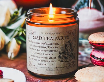 Alice in Wonderland Candle | Black Tea Lavender Coconut Soy Candle | Mad Tea Party Gift | Book Lover Candle | Literary Candle Gift for Her