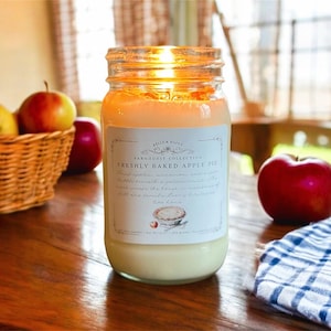 Apple Pie Scented Candle, Farmhouse Candle Apple Cinnamon, Cozy Gifts For Women, Fall Bakery Candle, Soy Wax Mason Jar Candle