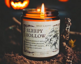 Sleepy Hollow, Pumpkin Bourbon Candle, Halloween Candle, Fall Candles, Headless Horseman, Book Lover, Bibliophile Gift Creepy