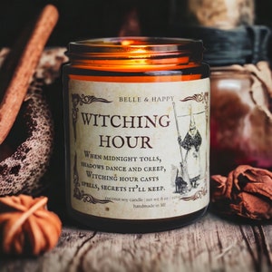 Witching Hour Candle Cinnamon Clove Patchouli Witchy Decor Fall Candles Witchy Literary Candles Bibliophile Gift