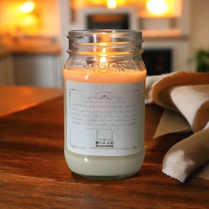 Coffee Scented Soy Candle, Rustic Farmhouse Mason Jar