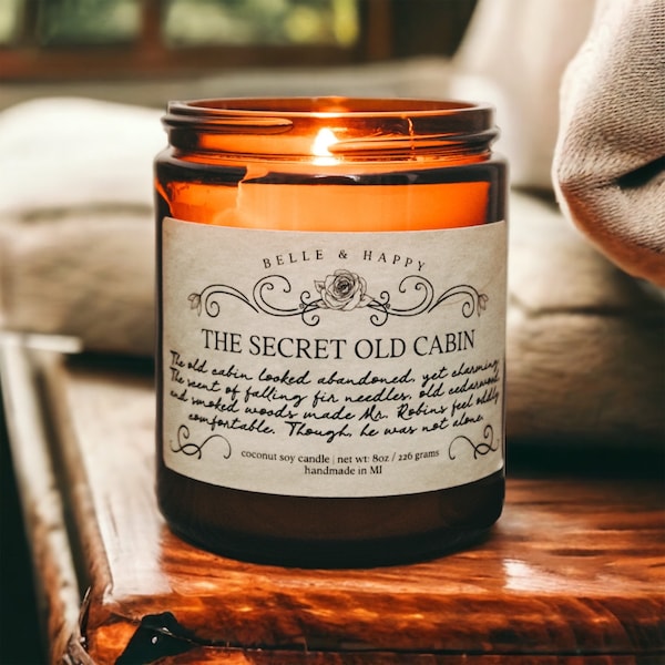 The Secret Old Cabin, Bookish Candles, Woodsy Candle, Book Lover Candle, Literary Candles, Cabin Gifts, Fall Candles