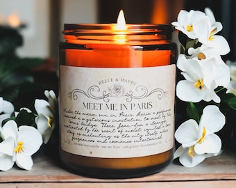 Violet Gardenia Soy Candle | Paris Romantic Candle Gift for Her | French Floral Candle | Anniversary Gift | Francophile Gift for Women