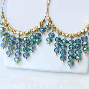 Gold Beaded Teardrop Hoop Earrings Handmade 14k Gold-filled With Heishi ...