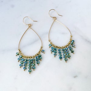 Gold Beaded Teardrop Hoop Earrings Handmade 14k Gold-filled With Heishi ...