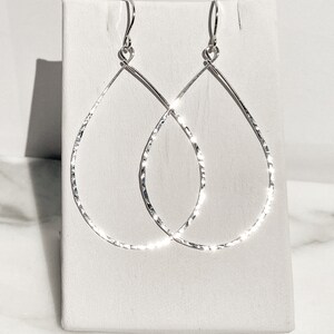 Gold Teardrop Hoop Earrings Hammered, Textured, and Polished to a Sparkling Shine Gold-filled or ...