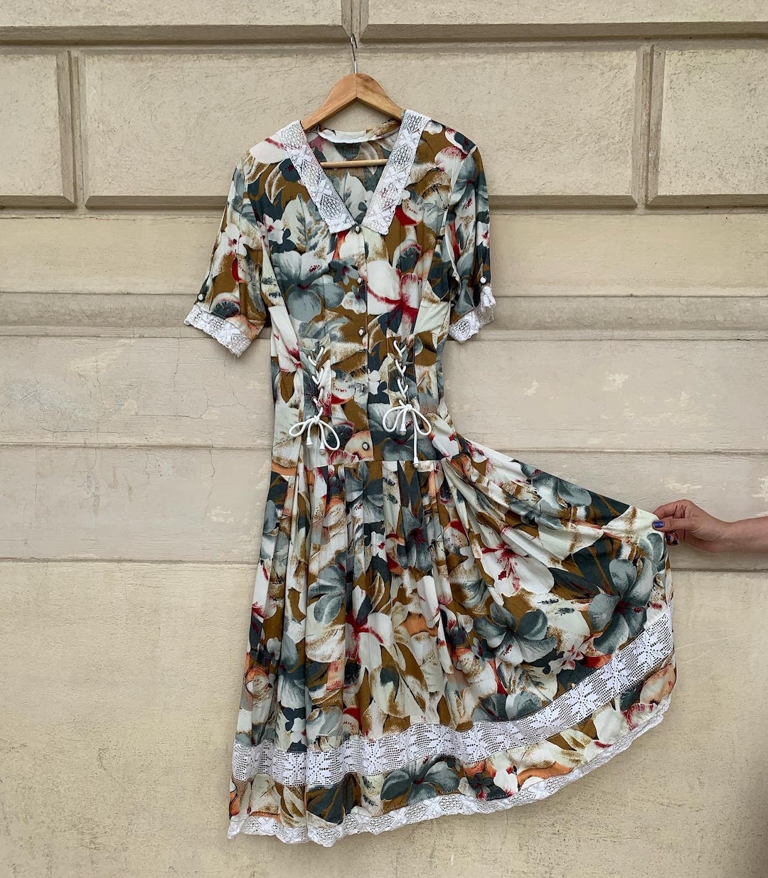 vintage floral corset dress Romantic Floral Corset Dress  Dark Vintage Rose Mini Dress With Tulle  Overlay