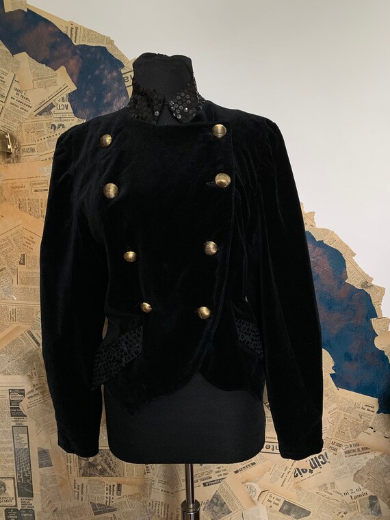 Black vintage velvet blazer/ Vintage blazer/ Black