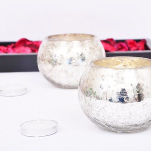 Votive Mosaic Ice Cracked Glass Tealight Candle Holder Mother's Day Valentine's Day Gift image 4