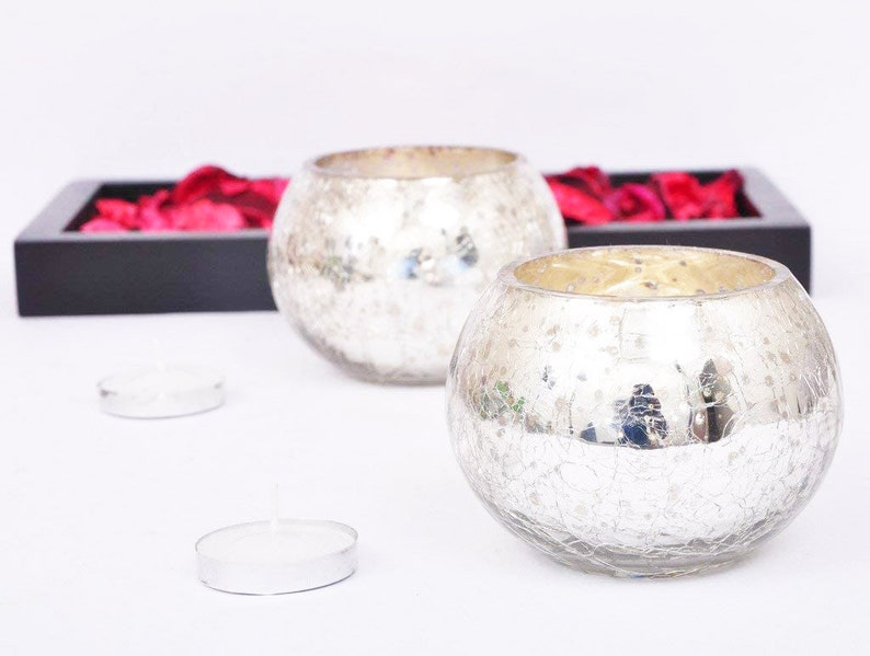 Votive Mosaic Ice Cracked Glass Tealight Candle Holder Mother's Day Valentine's Day Gift image 4