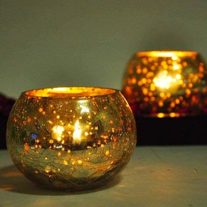 Votive Mosaic Ice Cracked Glass Tealight Candle Holder Mother's Day Valentine's Day Gift image 1