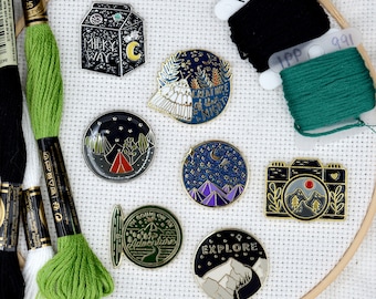 Nature | Adventure | Moon | Stars | Camera | Explore | Outdoors | Needle Minders | Cross Stitch | Magnetic