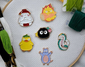 Anime Needle Minder | Ghibli | Calcifer | Ootori-Sama | Soot Sprite | River Spirit | Japanese | Cross Stitch