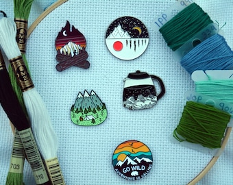 Adventure | Camping | Outdoors | Mountains | Sky Sun Moon | Travel Needle Minders | Cross Stitch