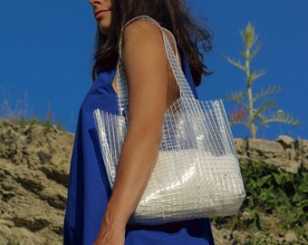 Modern Poly Bag, Elegant Transparent Purse, Transparent Tote, Clear Summer Bag, See Through Shoulder Bag, Clear City Bag, See Trough Bag