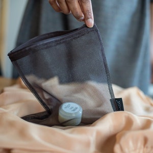Transparenter Netzbeutel, Kosmetiktasche, Elegante braune Makeup-Tasche, Geschenk für Sie, Tasche für ätherische Öle, Makeup-Organizer, Airport Bag