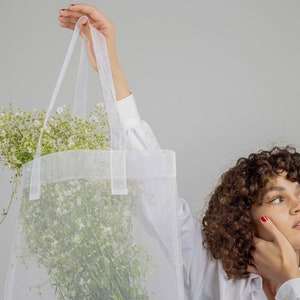 Bolsa de verano de malla, bolsa de supermercado plegable, bolsa transparente de nailon, bolsa minimalista hecha a mano, bolsa de compras ligera, bolsa de fruta neta, bolso de hombro de mano imagen 2