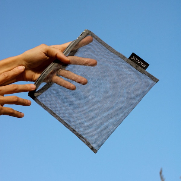 Elegant Mesh Cosmetic Bag, Transparent Zipper Pouch, Travel Toiletry Case