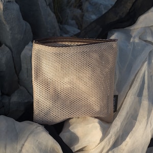 Feine Netz Tasche, Elegante Kosmetiktasche, Netz Make Up Tasche, Schmuck Tasche, Mini Reise Etui, Leichte Kosmetiktasche Beige, Durchsichtig