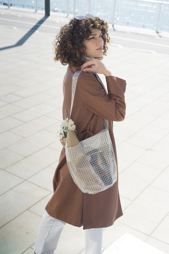 Borsa moderna See Through, Elegante borsa in cellophane, Borsa trasparente,  Borsa a secchiello trasparente, Borsa a tracolla See Through, Borsa da  città trasparente -  Italia