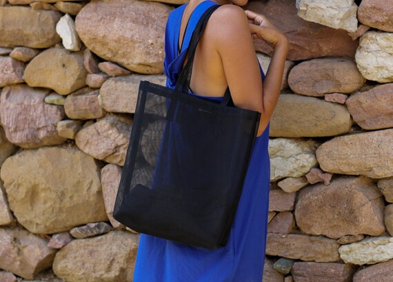 Borsa trasparente nera hot sale