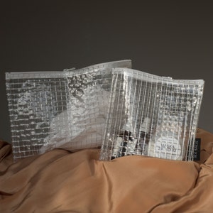 Ensemble organiseur de salle de bain, Trousse de maquillage transparente, Trousse à cosmétiques minimaliste, Pochette en vinyle, Pochette d'huiles essentielles, Ensemble de mallette aéroport, Pochette aéroport