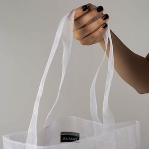 Bolsa de verano de malla, bolsa de supermercado plegable, bolsa transparente de nailon, bolsa minimalista hecha a mano, bolsa de compras ligera, bolsa de fruta neta, bolso de hombro de mano imagen 7