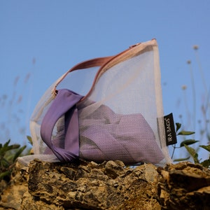 Sac filet élégant, Trousse à cosmétiques transparente, Trousse d'été en filet, Trousse à maquillage, Trousse à cosmétiques transparente, Pochette à fermeture éclair pour femme