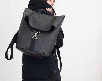 Rolltop VeganEr Lederrucksack,Moderner Computer Rucksack,Laptop Wasserdichter Rucksack,Minimalistischer stilvoller Rucksack,Einzigartiges Geschenk für Sie Rucksack