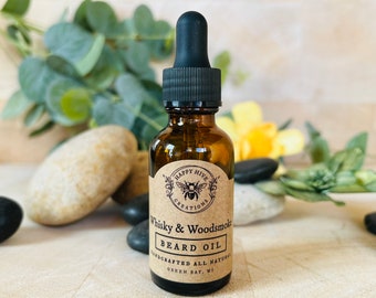 Beard Oil - Whiskey & Woodsmoke - Cold Pressed Oils - Natural Ingredients - Men's Grooming - Conditioning Beard Care