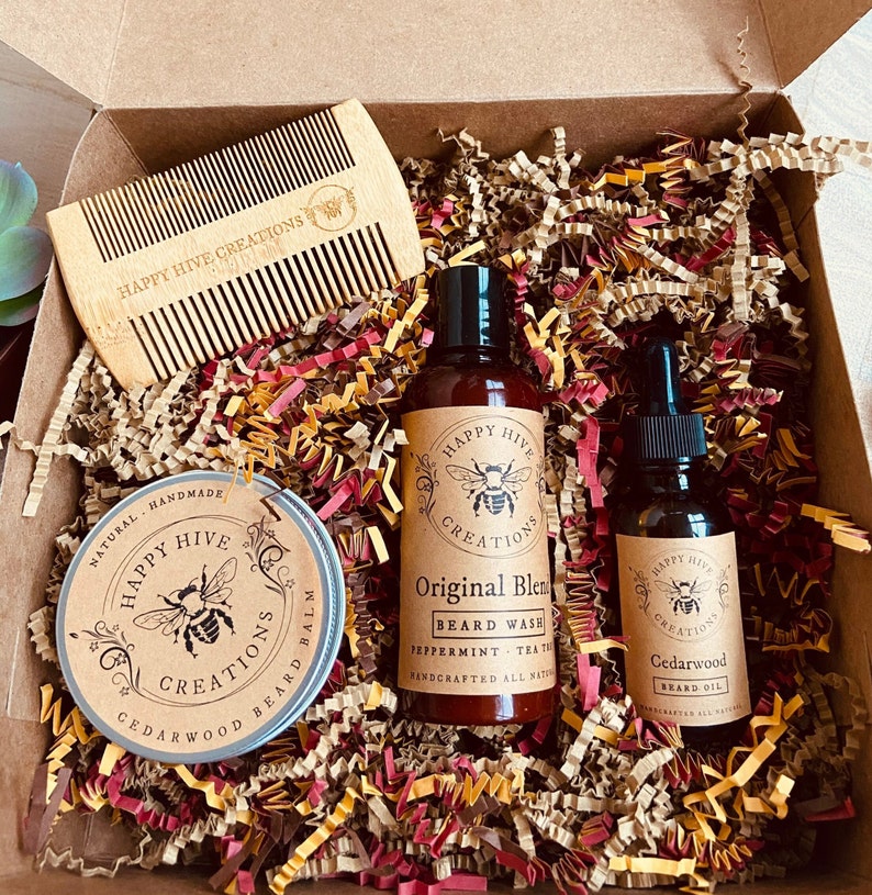 Ultimate Beard Care Kit-Beard Balm Beard Wash, Beard Oil, Comb Beard Kit Conditioning Beard Care Gift Box image 1