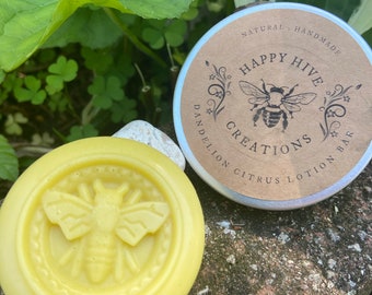 Dandelion and Citrus Lotion Bar- All Natural Ingredients- Beeswax- Essential oils- Locally Sourced Honey- Natural Skin Care- Perfect Gift