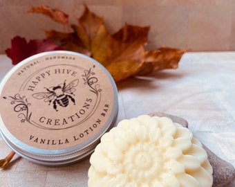 Vanilla Lotion Bar - All Natural Ingredients - Essential oils - Natural Skin Care - Travel Lotion - Soothing Skin Treatment- Gift