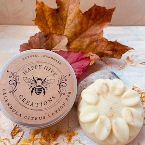 Calendula & Citrus Lotion Bar- All Natural - Essential oils- Natural Skin Care- Travel Lotion- Soothing Skin Care- Mother's Day Gift